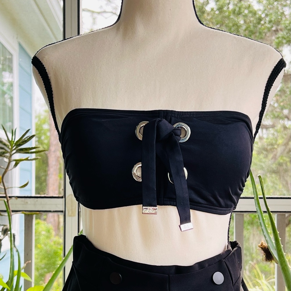 Michael Kors black tub top bikini